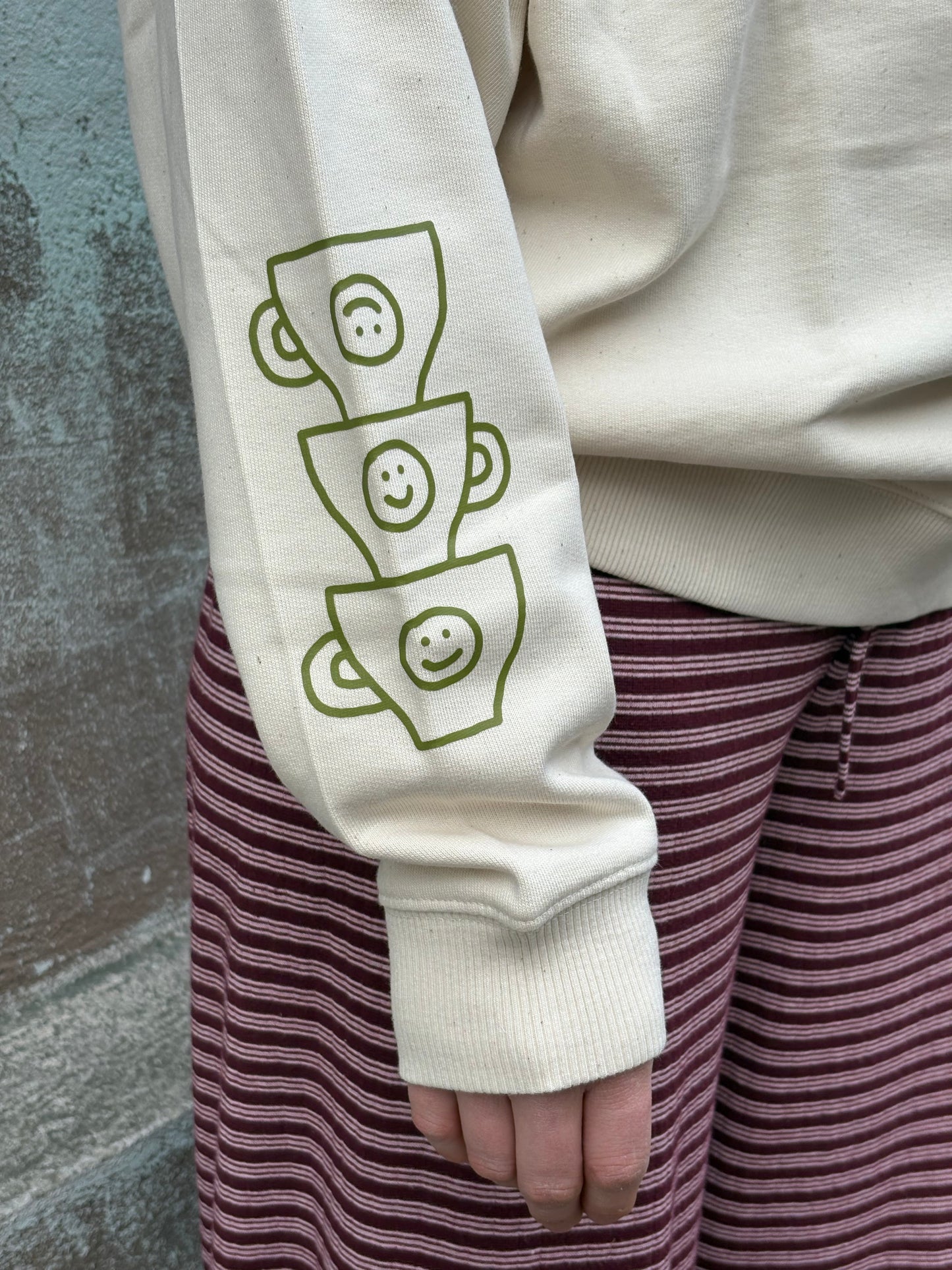 Oversized sweatshirt beige & green