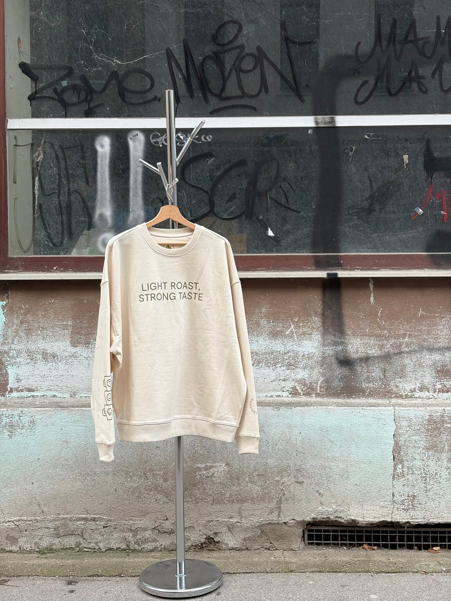 Oversized sweatshirt beige & green